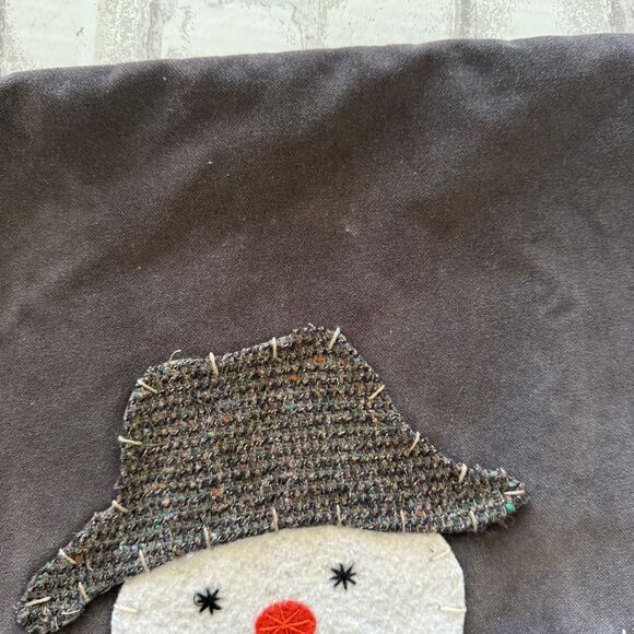 Pottery Barn Snowman Aplique Velour Brown Pillow Cases Winter Holiday 20"x20" - Picture 9 of 10